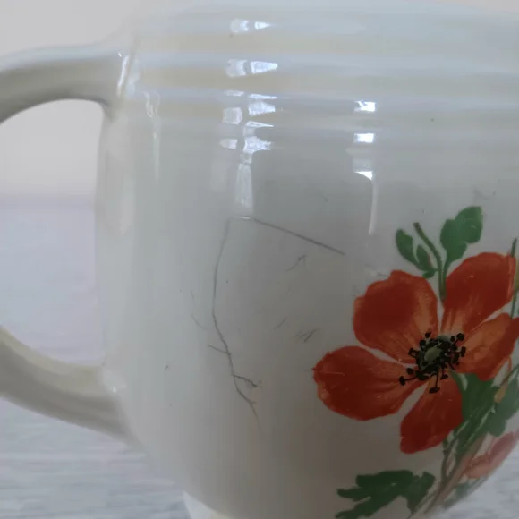 Hall's Kitchenware Vintage 1930s Pale Yellow Wild Poppy & Wheat Ceramic Pitcher - Picture 5 of 10